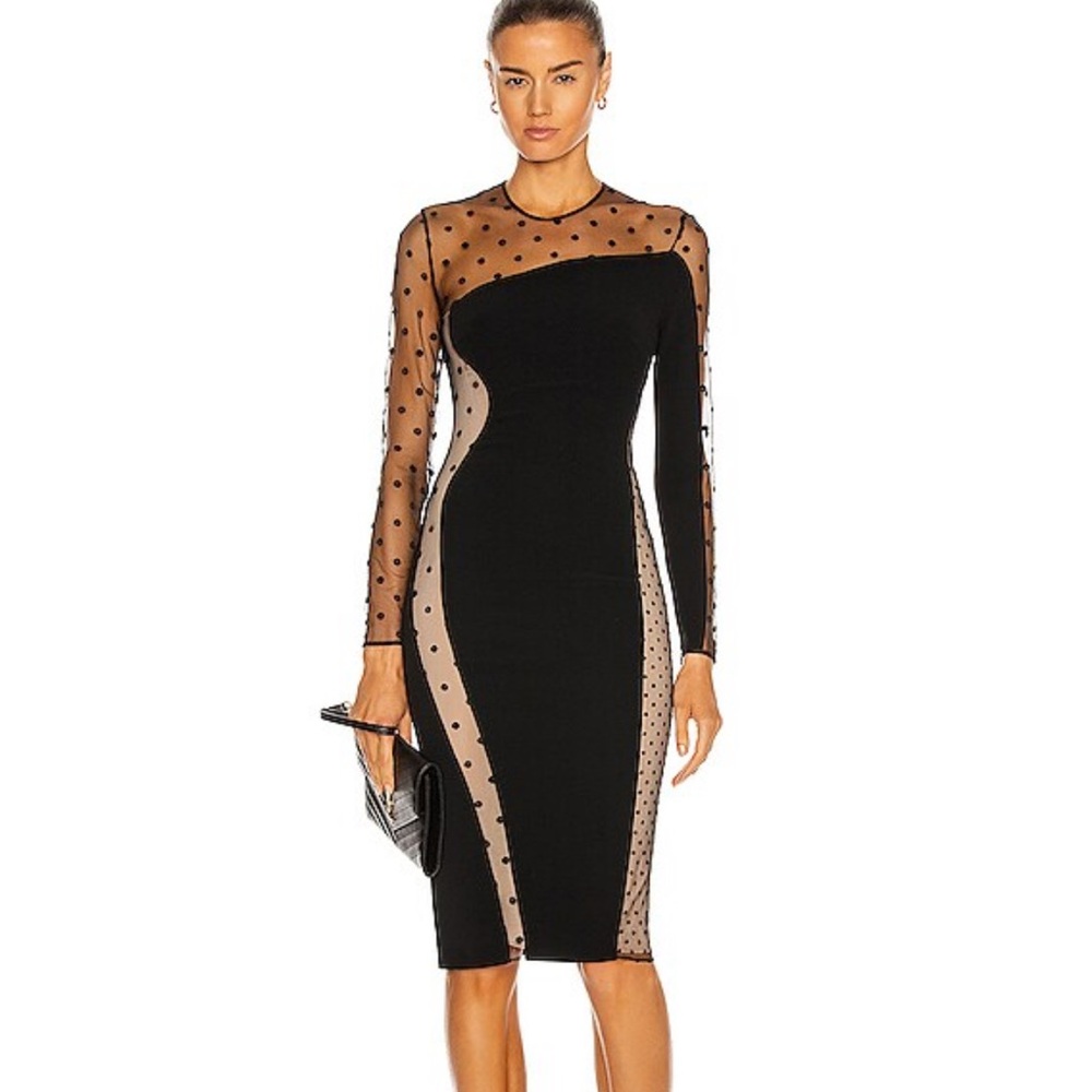 Stella McCartney sheer illusion Black Polka Dot Dress size S